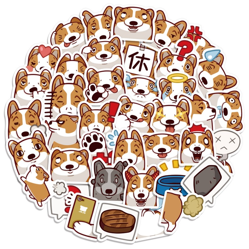 JOJO Corgi stiker kartun anjing air Piala bagasi Jurnal bahan anjing lucu phone case stiker kecil le