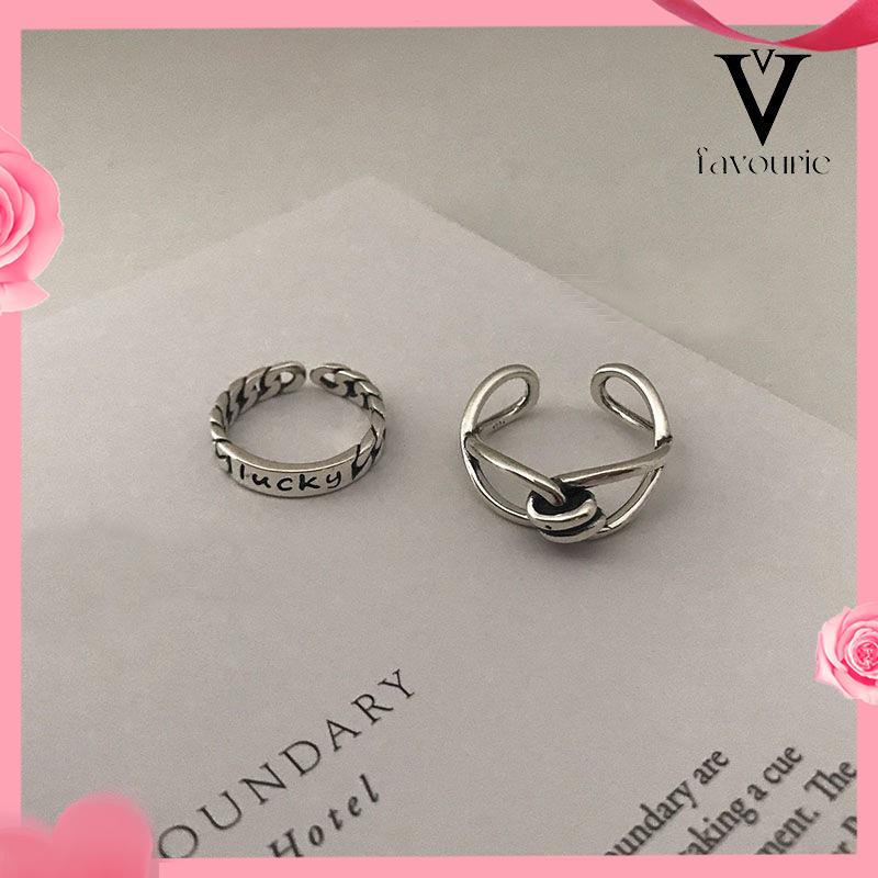 [COD]Minoritas desain cincin terbuka fashion wanita cincin fashion retro gaya keren kepribadian wanita finger ring set-FA