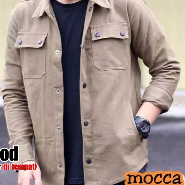 ☎ jaket semi parka/kemeja semi parka/jaket parka/kemeja parka mocca - Mocca, L ❉