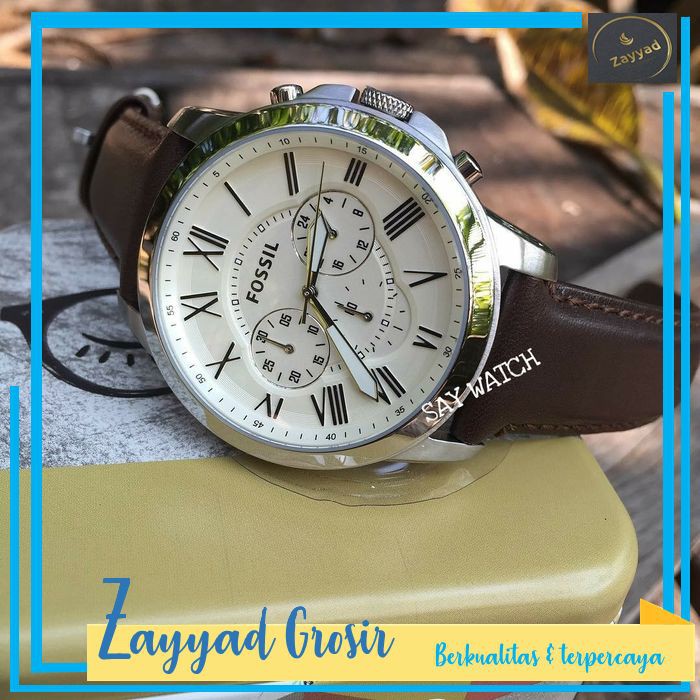 B85 Jam Tangan Fossil Grant FS4735 Brown White Original Warranty Keren