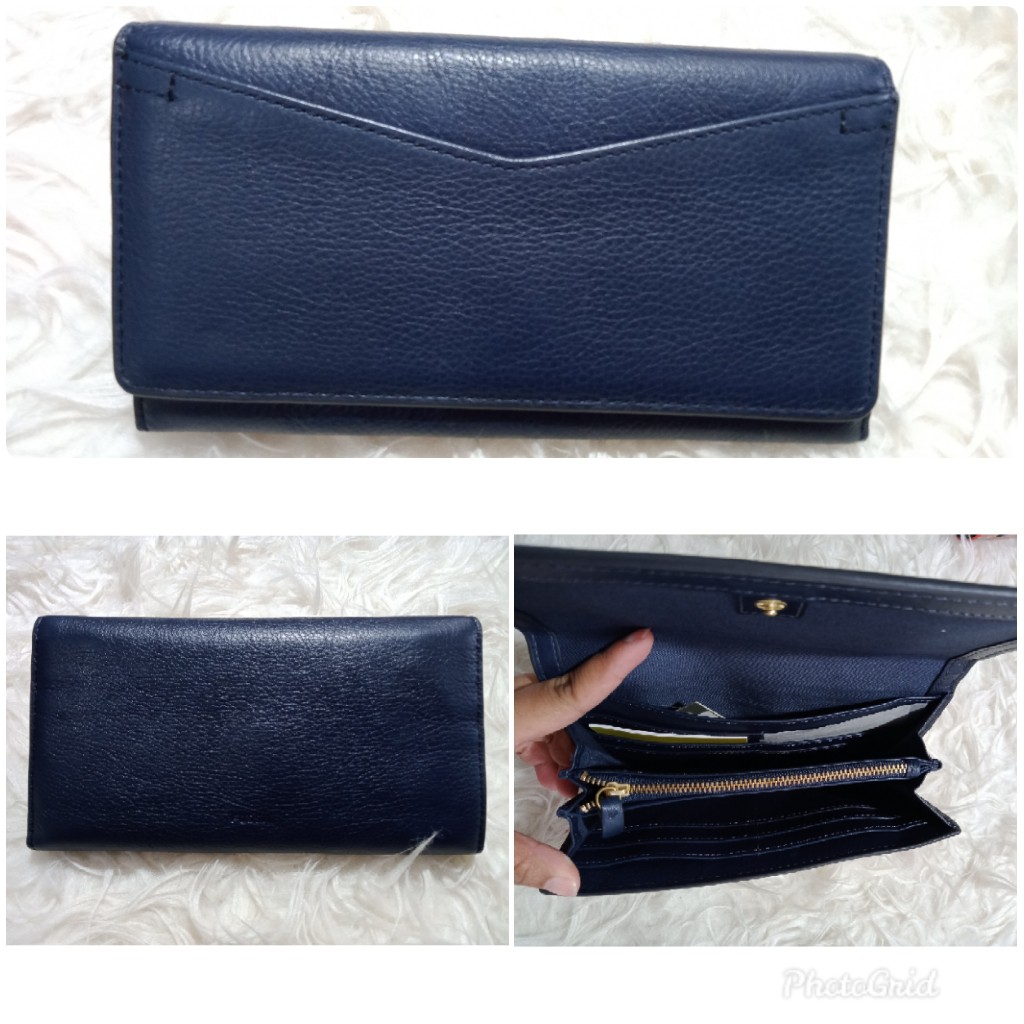 Fossil Caroline RFID Continental Flap Wallet Midnight Blue Original