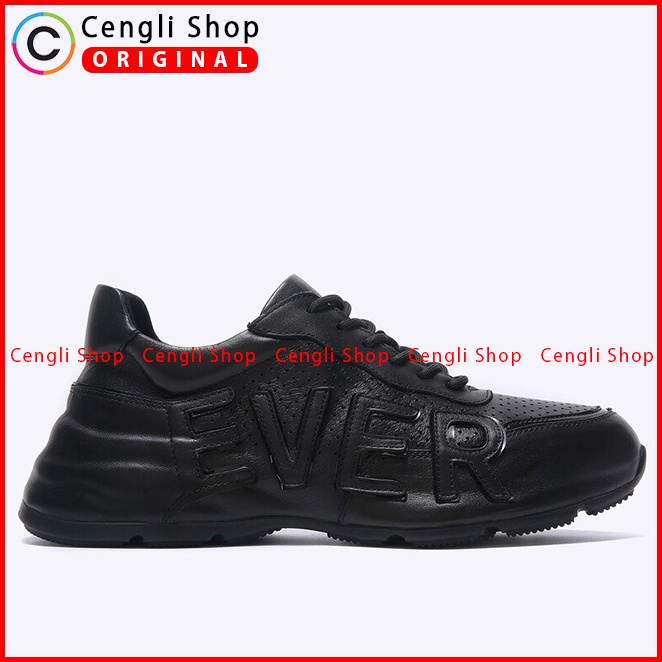 EMC3 SEPATU SNEAKER EVERBEST PRIA ORIGINAL CASUAL KETS KULIT ASLI BRANDED ALL FULL BLACK HITAM POLOS