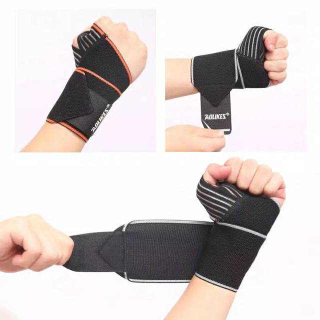 Wristband wrist wrap AOLIKES pelindung pergelangan tangan glove gym fitness sports wrap straps