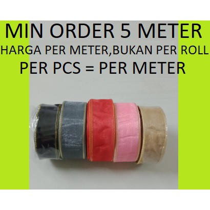 

PT003 Per Meter Pita Organdi List Emas 2 Cm Hias Bingkisan Kado Gift Ribbon Per m