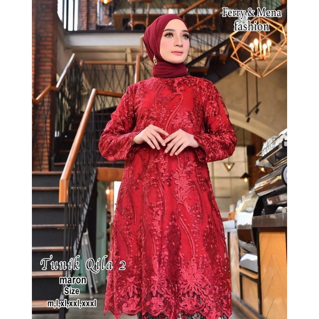 Terlaris!! Setelan Kebaya Qila 2 / Kebaya Tunik Jumbo / Kebaya Tulle Big Size