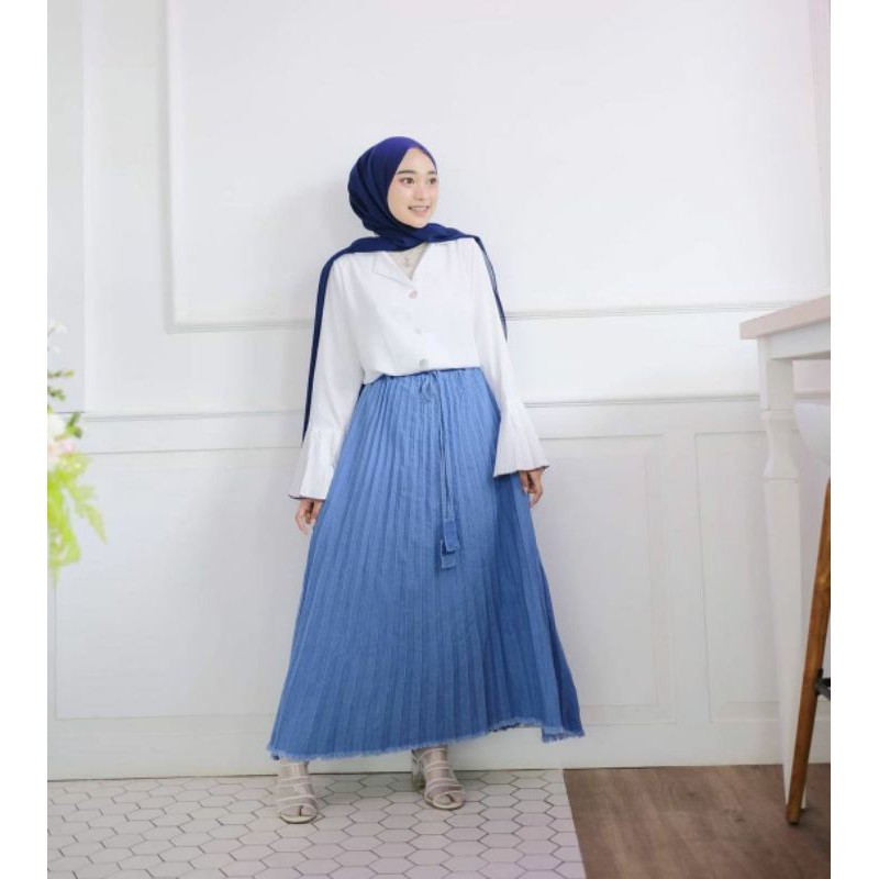 ALCA PLISKET JEANS//ROK PLISKET MODEL BARU