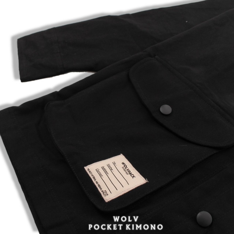 ORIGINAL WOLV Jaket Kimono Pocket Wolv Jaket Unisex Jaket Distro Hitam