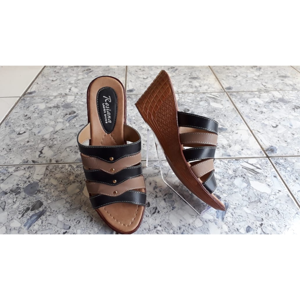 Sandal Kulit Asli Premium Sandal Wedges Wanita Cantik KL505