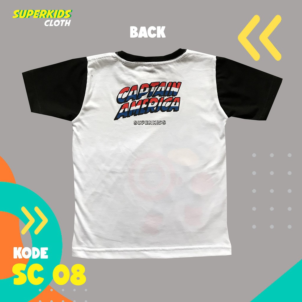 KAOS ANAK LAKI LAKI MURAH ECER GROSIR SUPERKIDS CLOTH SUPERHERO CAP AMERICA2 1 - 11 TAHUN