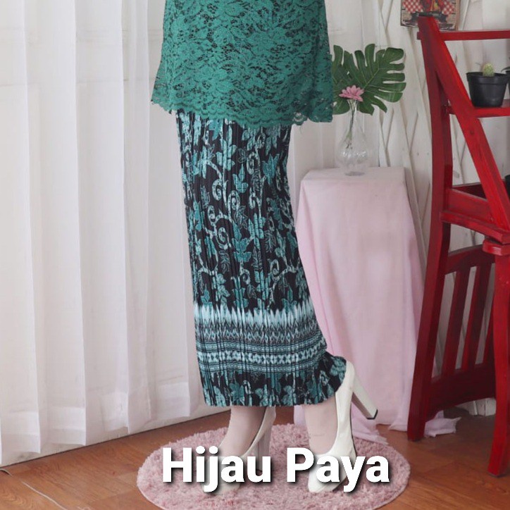 (REALPIC) ROK BATIK PLISKET JUMBO-Hijau paya