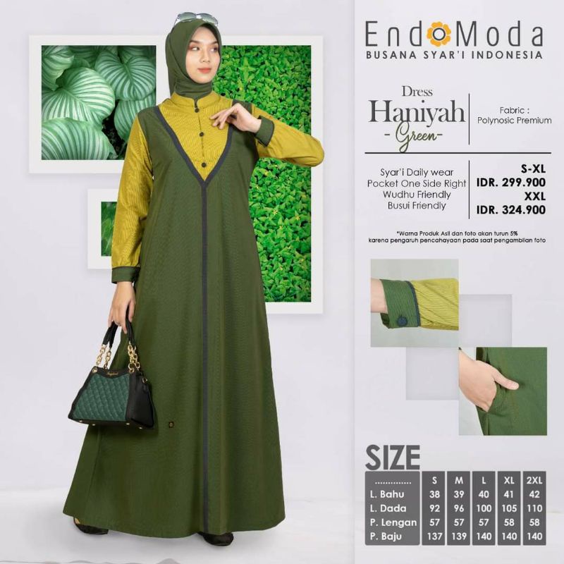 Endomoda Dress Haniyah || Haniyah Dress | Gamis Endomoda || Gamis casual || Gamis Premium | Gamis Mu