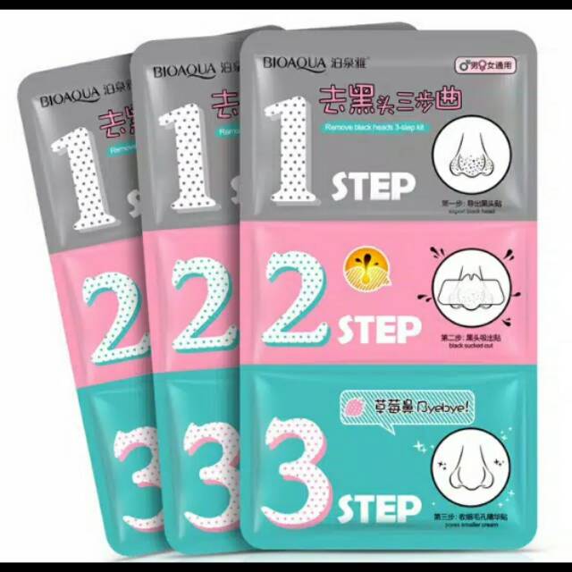Masker Komedo Bioaqua,pembersih komedo (3 step)