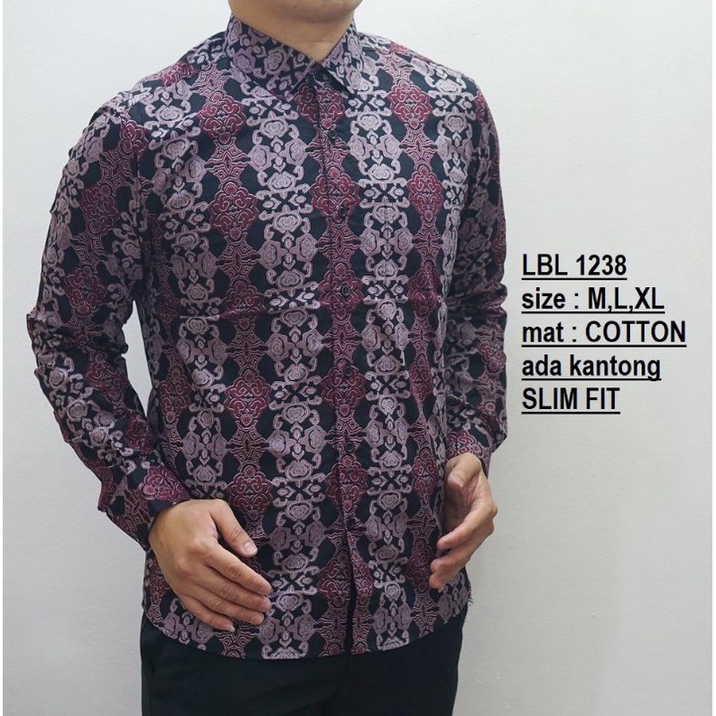 BAJU BATIK PRIA KEMEJA BATIK SLIM FIT MODERN LENGAN PANJANG CORAK MOTIF UNIK LBL1238