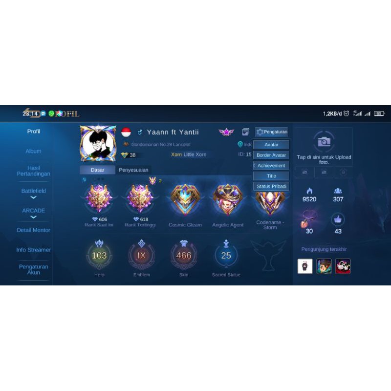 jual akun ml sultan murah/Semi Sultan