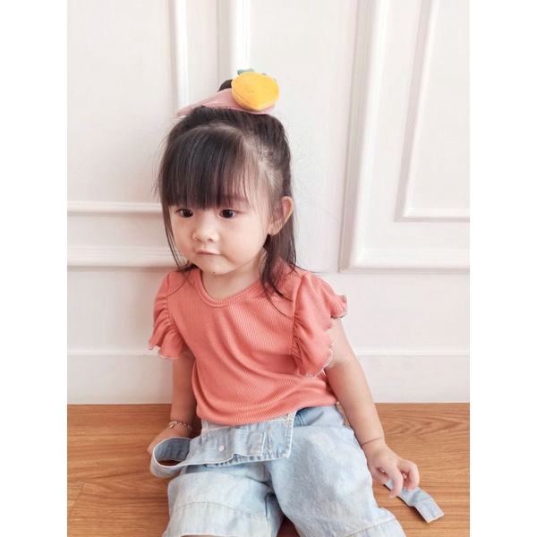 Atasan Anak Perempuan Blouse Ruffle Tee Katun Rib Baju Anak Perempuan Lucu Beuzee