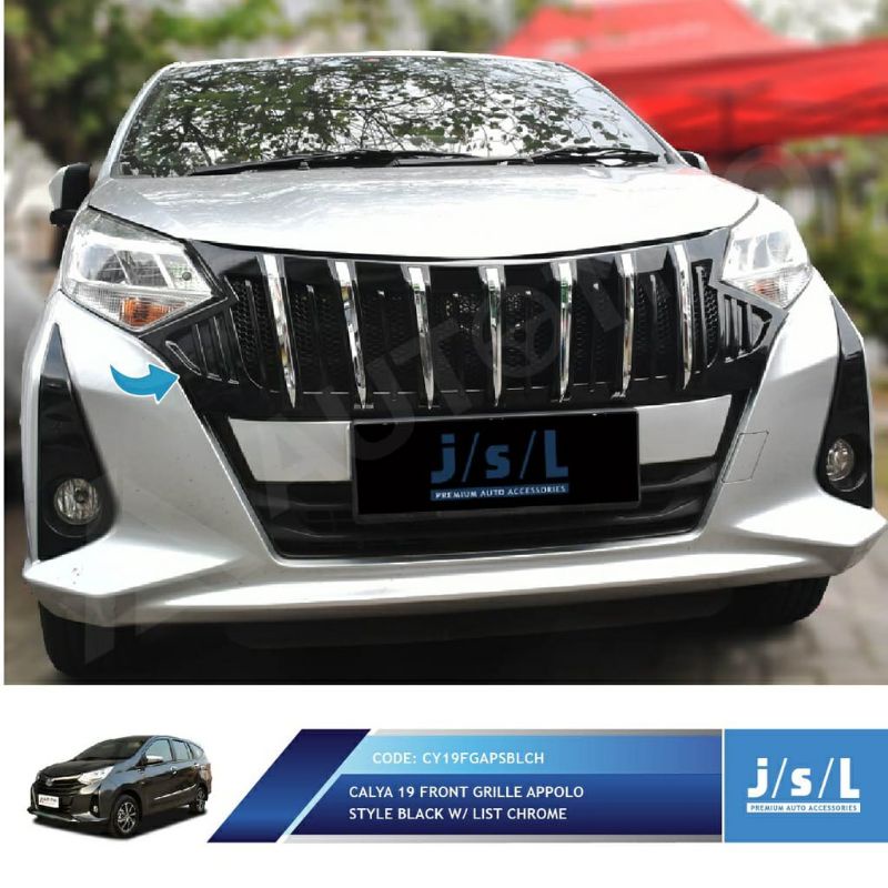 front grill depan Calya 2019 Appolo hitam list merah silver chrome kuning putih biru gold jsl