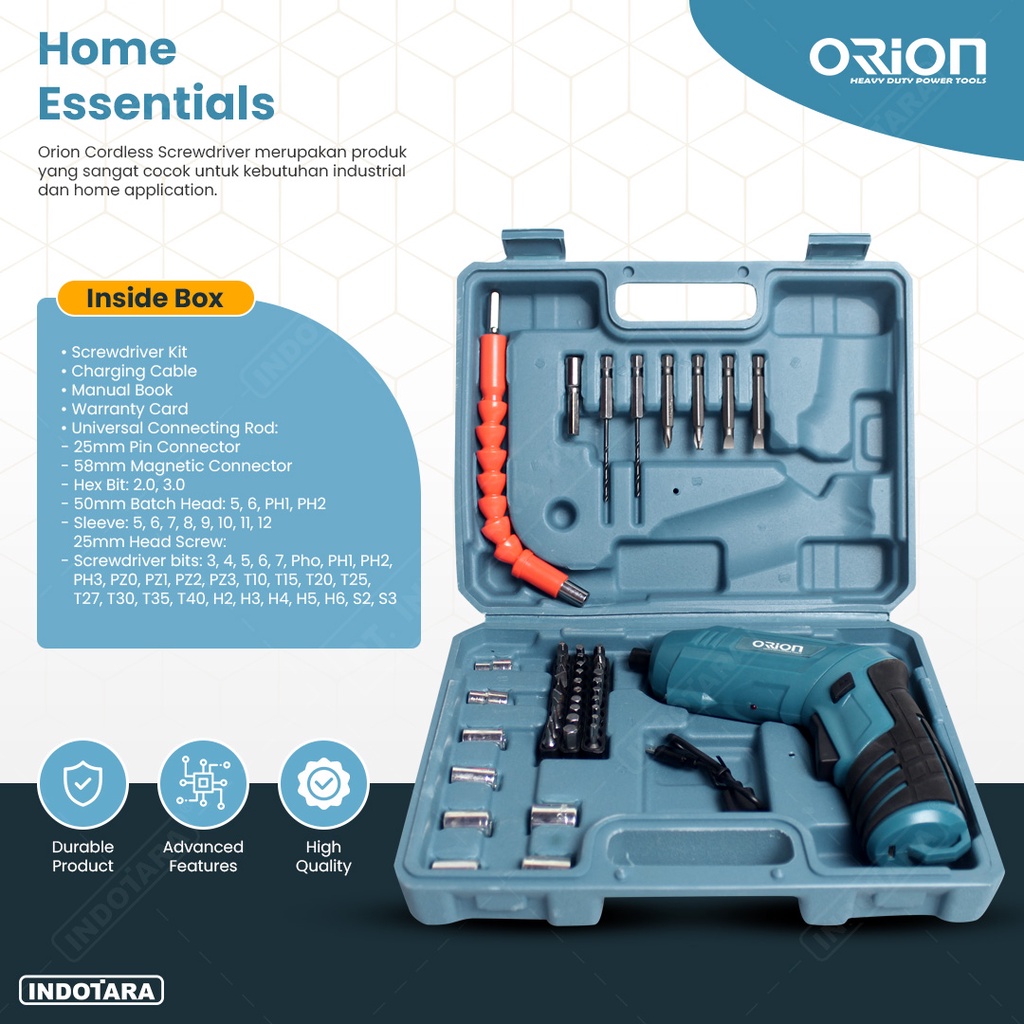 Orion Cordless Screwdriver / Bor Obeng Baterai 3.6Volt - SD002