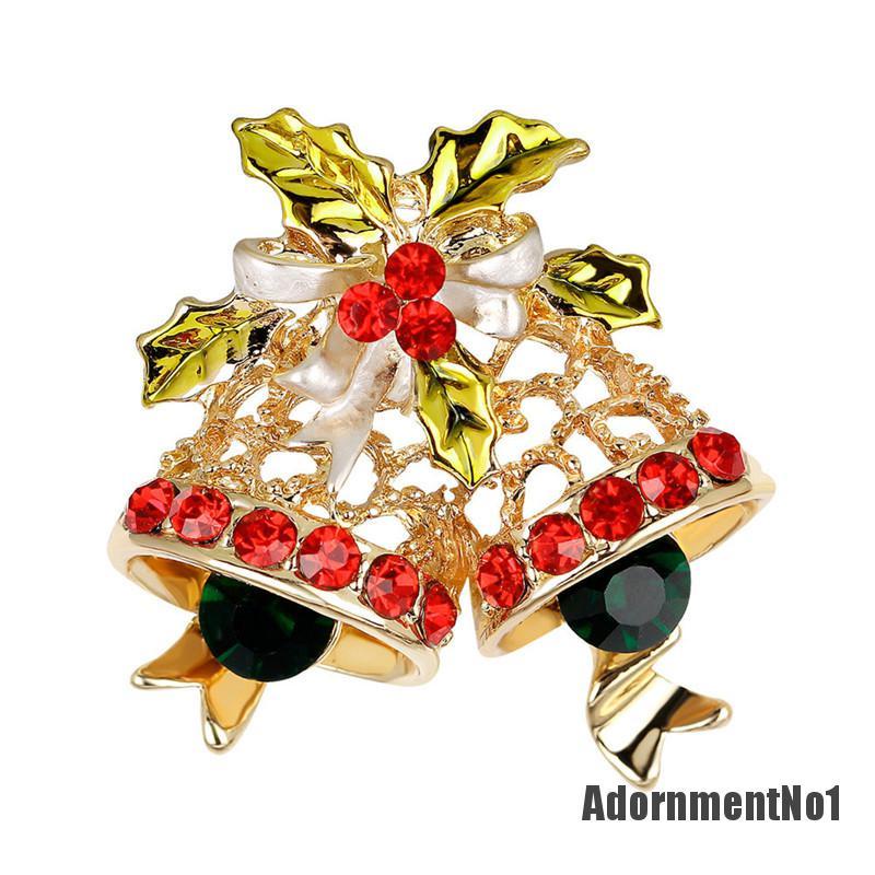 (Adornmentno1) Bros Pin Desain Lonceng Natal Hias Kristal