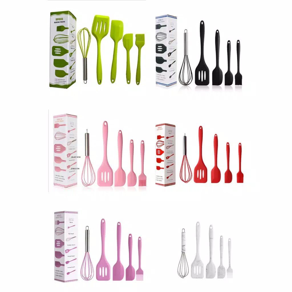 COD BAYAR DITEMPAT SPATULA SILIKON 5 pcs silica gel kitchenware set BMW
