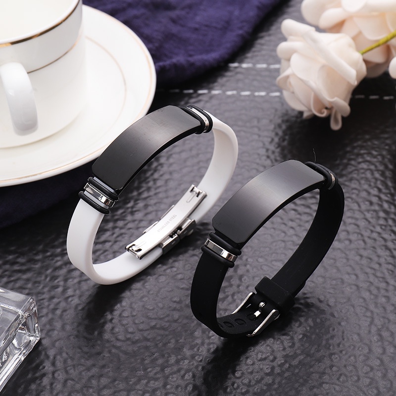 BRACELET GELANG KARET PRIA STEEL SPORT S-FULLBLACK NEWZ TYU