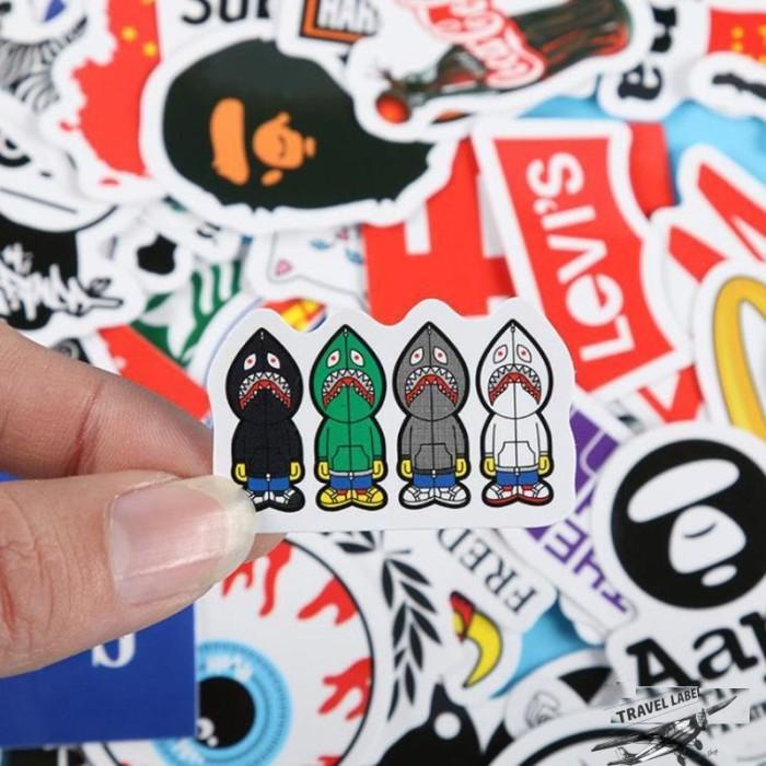Sticker Koper 1 set 55 Pcs : Mini Stickers Desain Brand Logo Hype