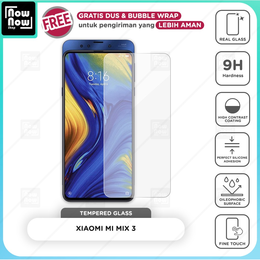 Tempered Glass Anti Gores Xiaomi Mi Mix 3 Screen Guard Protector 9H Kaca Temperglass