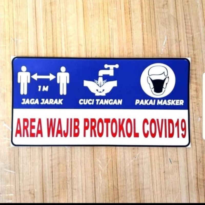 Sticker Area Wajib Protocol uk 15x10cm sign rambu stiker himbauan