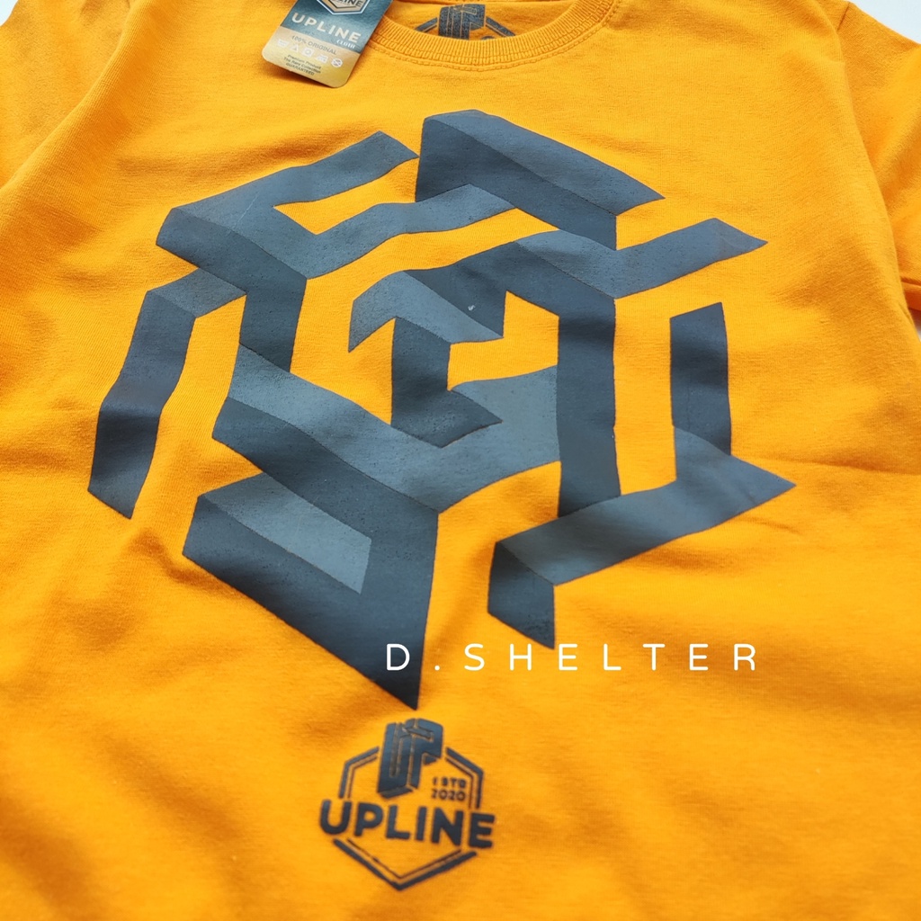 Baju Kaos Distro Anak UPLINE Kuning Mas Hexagon/ D.shelter