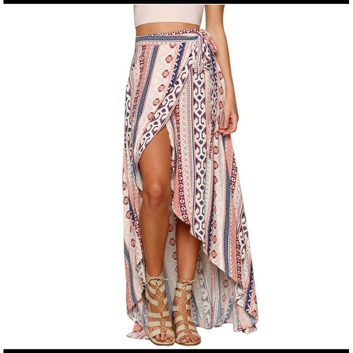 ROK MAXI  Rok Maxi Boho Gypsy Motif Bunga Tribal Untuk Musim Panas atau pantai  IWAZAH OFFICE