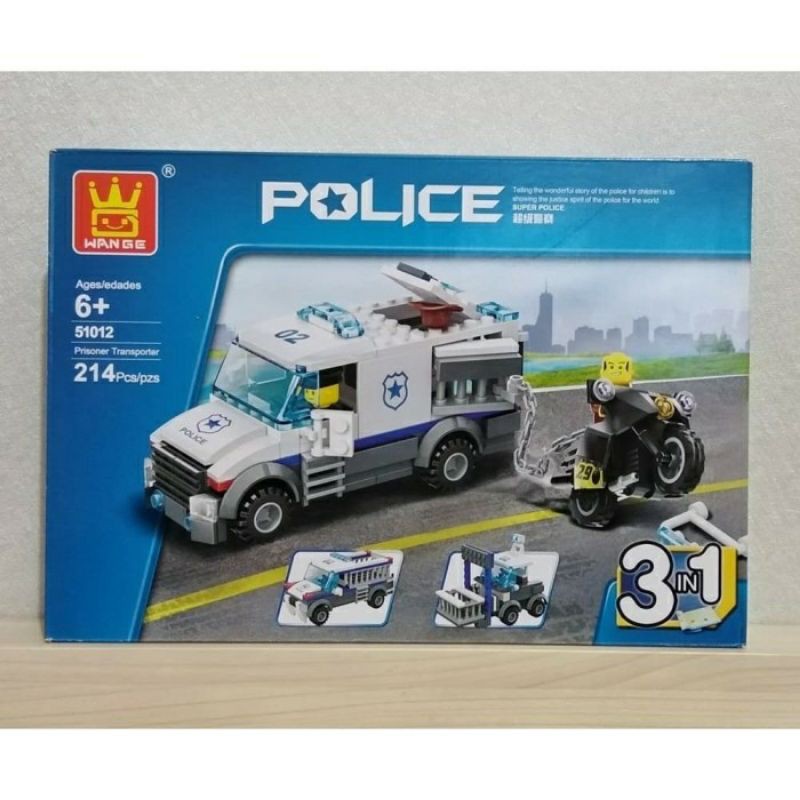 Lego wange 51012 The Prisoner Transport Car Police 3in1 Brick 214pcs