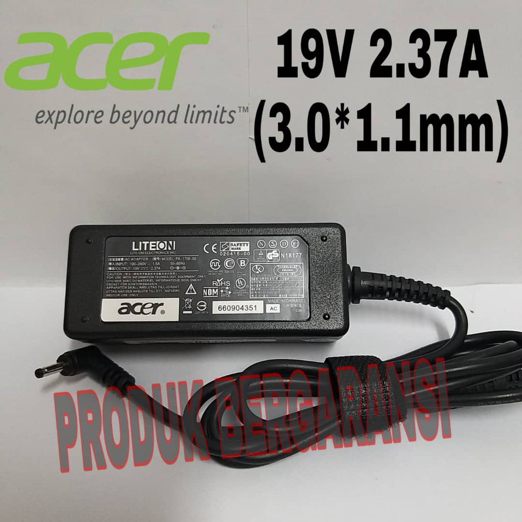 Original Adaptor Acer 19V 2.37A 45W (3.0*1.1mm) for Chromebook 11 C730, CB3-111, CB3-131 CB5-132T