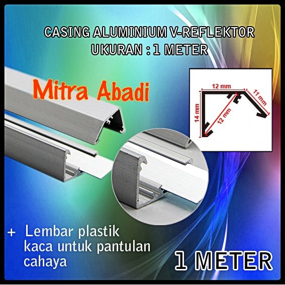Casing Aluminium for Hard Strip LED Model V-Reflektor Ukuran 1 meter