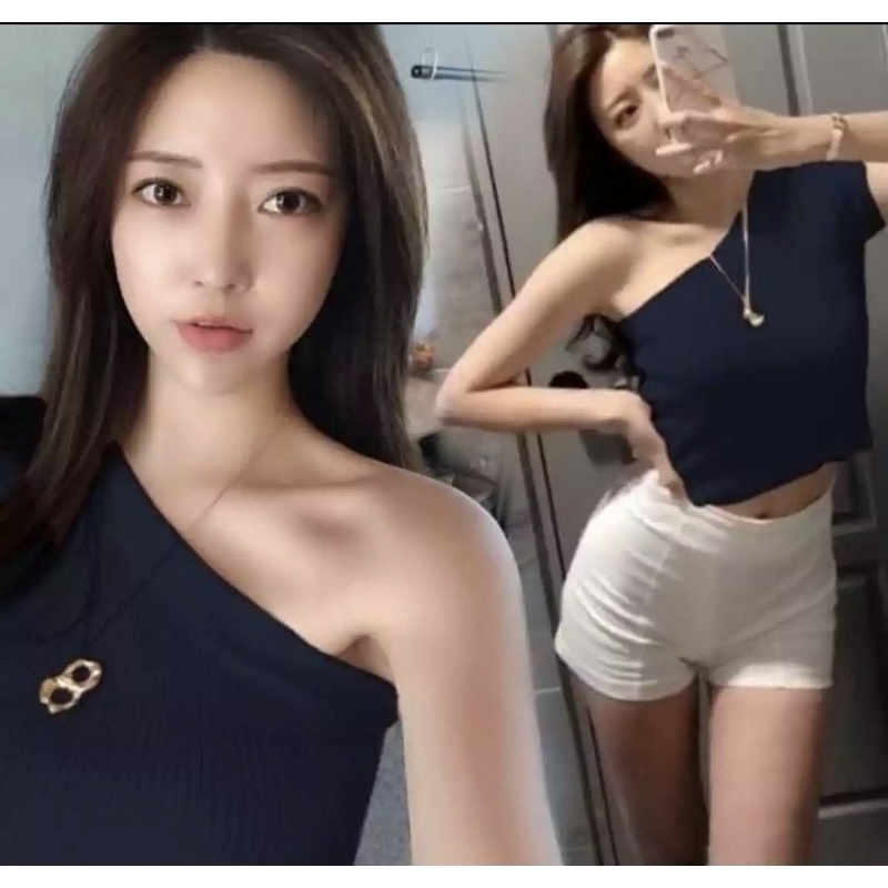 ATASAN WANITA BLOUSE LENGAN SEBELAH TERBARU STYLE CROP KOREA