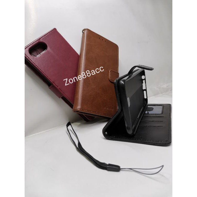 Realme C1 Leather Case Flip Cover Casing Sarung Dompet Wallet Kulit Softcase