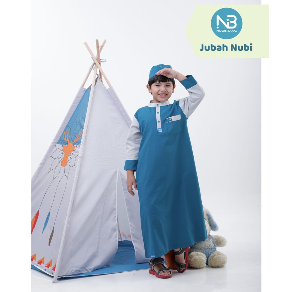 Jubah Anak Laki-Laki Nubi Premium | Gamis Koko Anak Muslim Stylish & Nyaman (INDIGO)