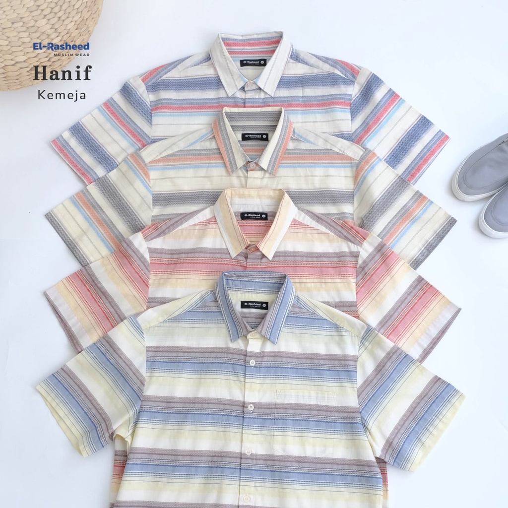 KOKO AYAH PRIA DEWASA HANIF KEMEJA ORIGINAL BY YASMEERA FASHION MUSLIM ATASAN LENGAN PENDEK MOTIF GA