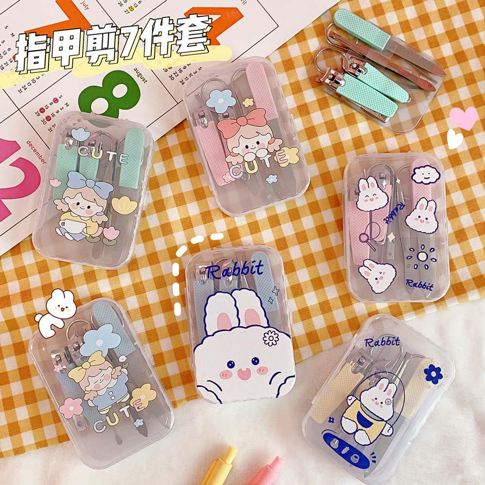 AUGUSTINA Agustina Kartun Gunting Kuku Portabel Multifungsi Manicure Kit Stainless Steel Gadis Gunting Kuku Alat