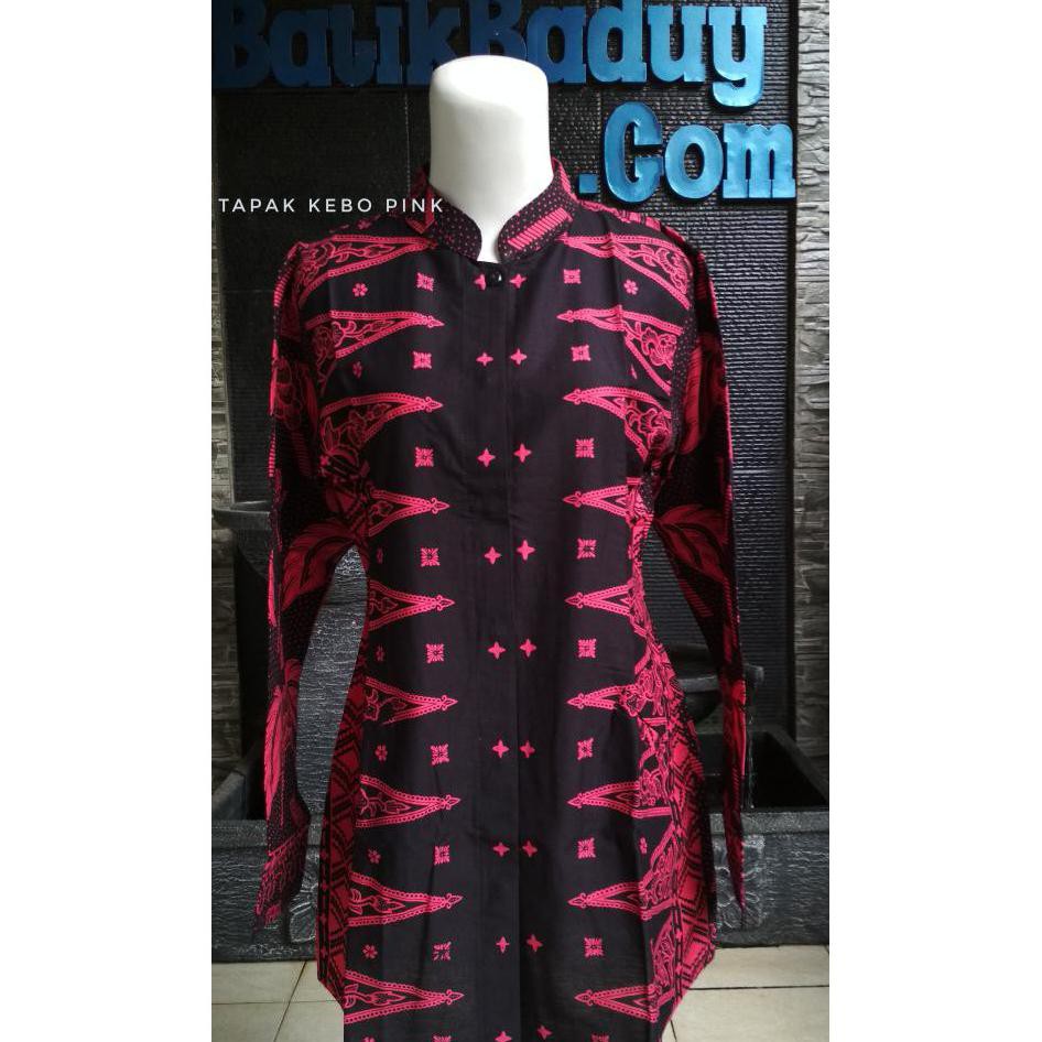 Super Murah Atasan Batik Wanita Motif Tapak Kebo Pink Khas Baduy Banten - Merah Muda, Jumbo XXXXL