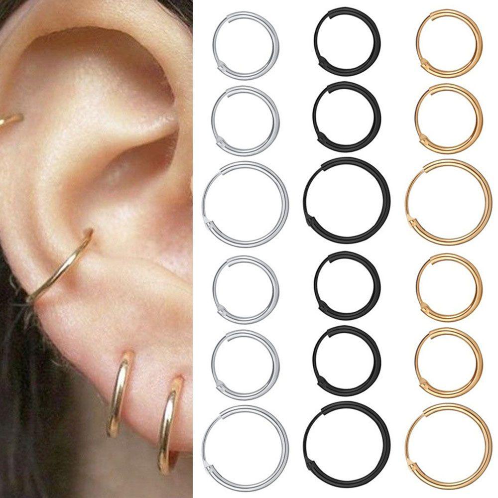 Suyo Cartilage Piercing Loop Punk Hip Hop Perhiasan Telinga Cincin Anting Hoop