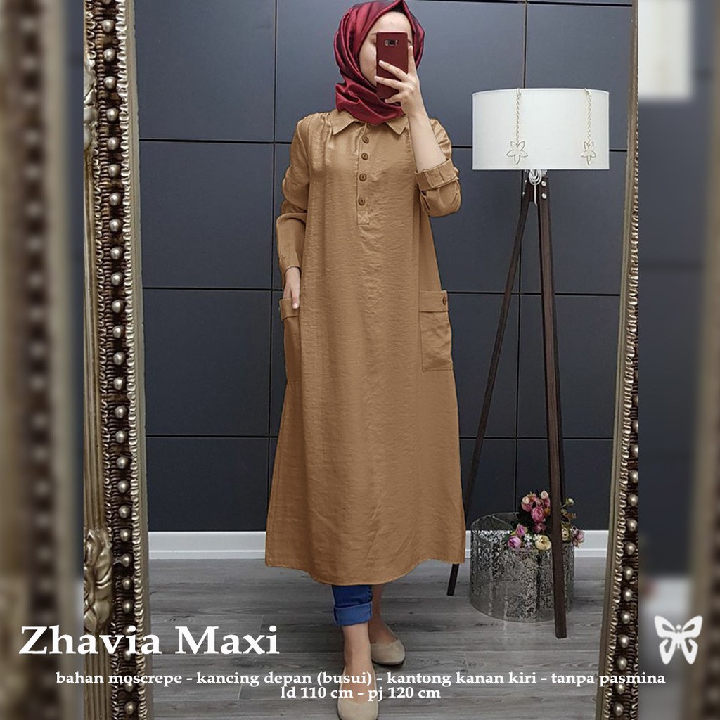 HOPYLOVY - Long Tunik bahan Moscrepe Kekinian Zhavia