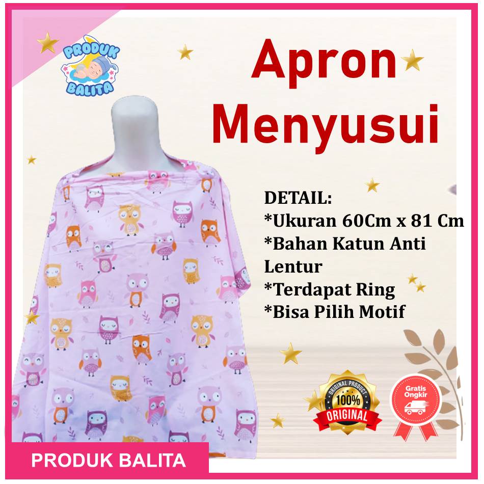 Apron Menyusui Melingkar Motif Karakter Lucu Celemek Menyusui Termurah