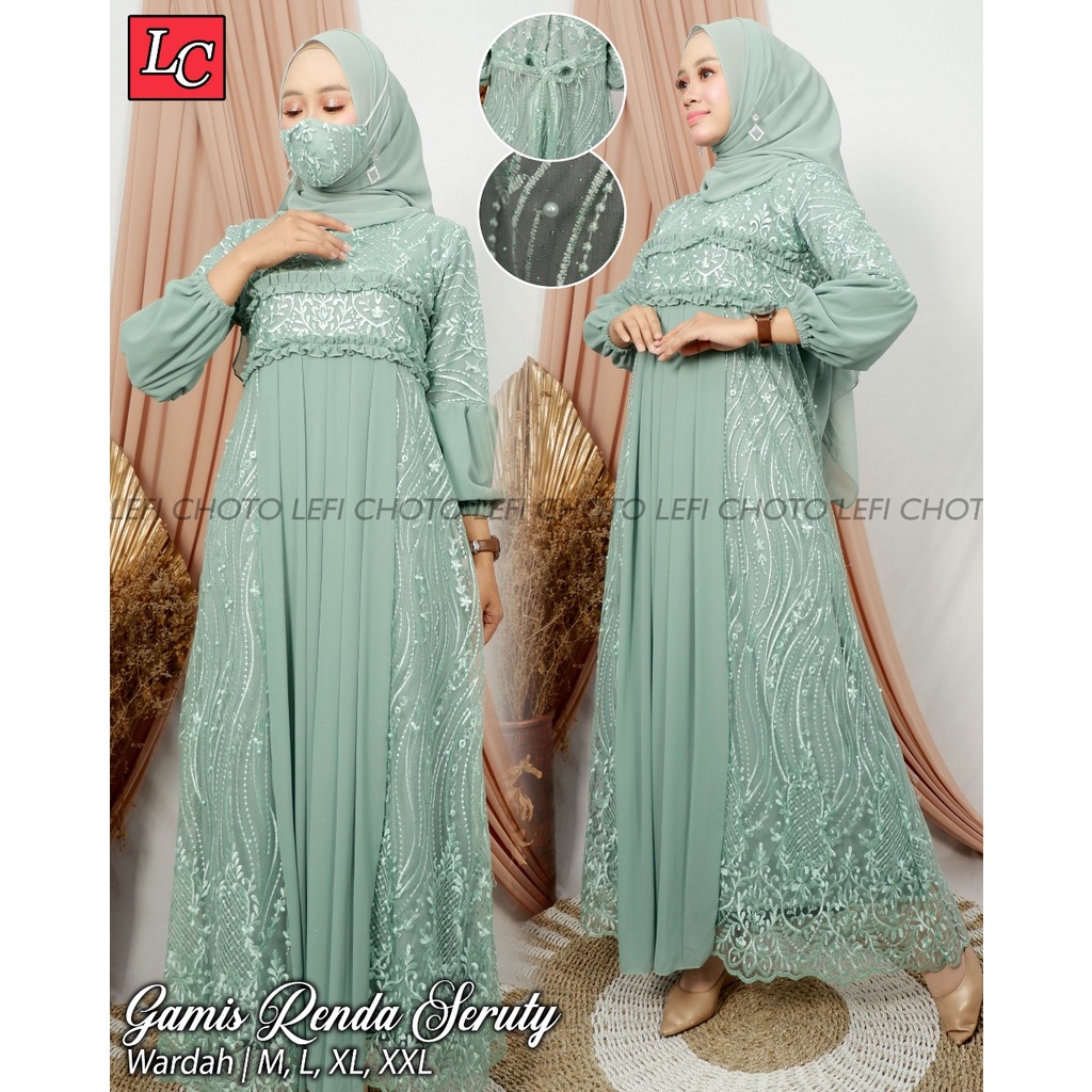 Gamis Renda Ceruty / Gamis Modern / Kebaya Pesta / Kebaya Brukat / Gamis Pesta Mewah /Kebaya Modern