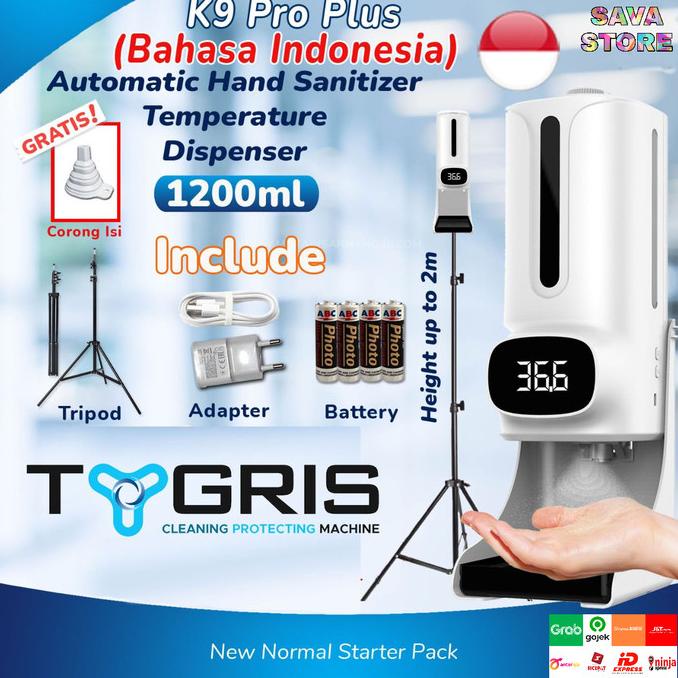 K9 PRO TYGRIS THERMOMETER HAND SANITIZER DISPENSER OTOMATIS 2 IN 1