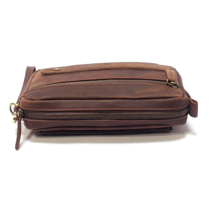 clutch pria wanita kulit asli pouch hand bag tas tangan coklat PHPC630