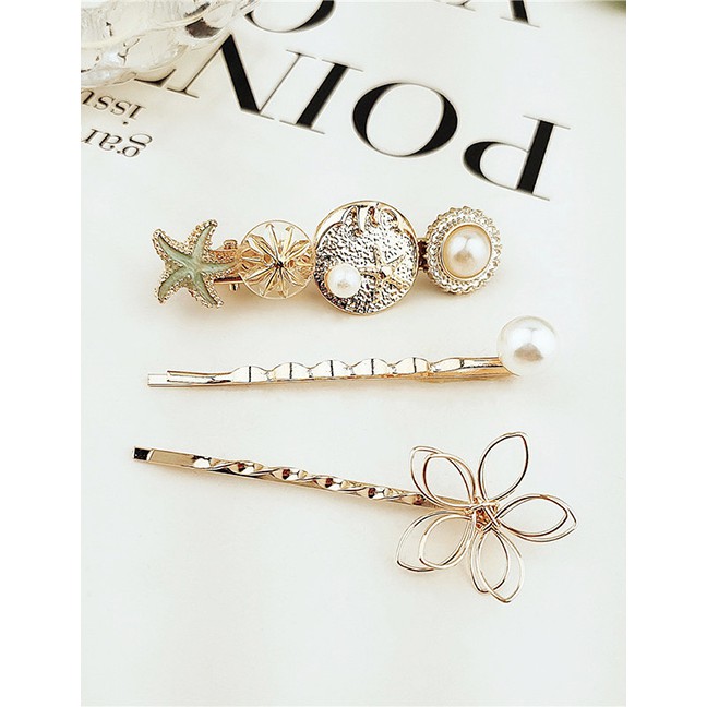 LRC Jepit Rambut Fashio Alloy Pearl Hairpin Combination F5736X