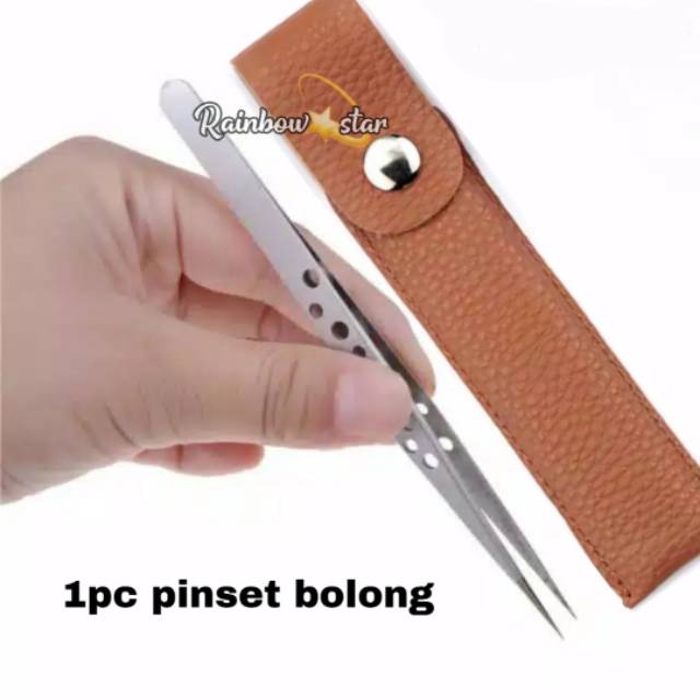 Tweezers Stainless Steel + Pouch Pinset Eyelash Extension Gold / Pinset