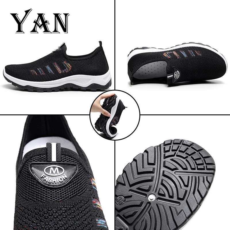 YAN Sepatu Wanita Sepatu Slip On Bernapas Sepatu Sneakers Wanita