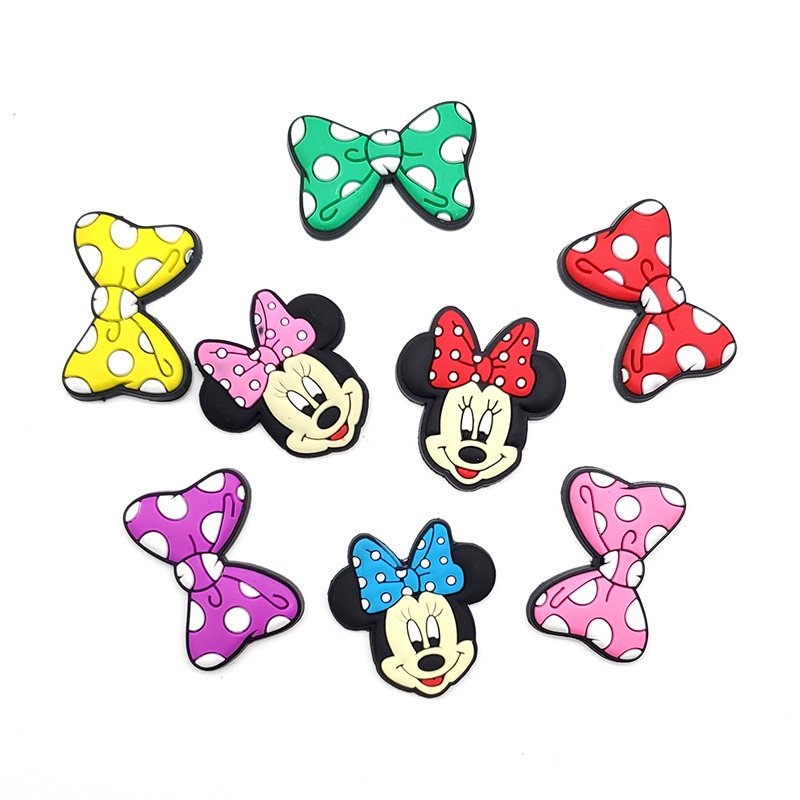 1pcs Jibbitz shoe charms Crocs Aksesoris sandal DIY Mickey Mouse dasi kupu-kupu pvc Bahan Untuk Dekorasi Sepatu Hadiah Anak