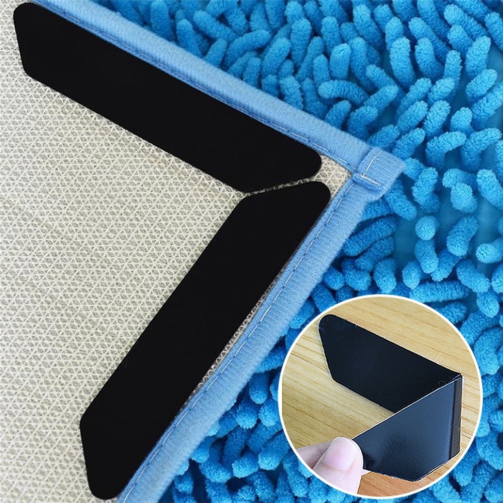 ღ 8Pcs Trapesium Sudut Kanan L Berbentuk Karpet Lantai Tetap Stiker Karpet Non-Slip Stiker Mat stiker Seamless Dua Sisi Stiker Ajaib