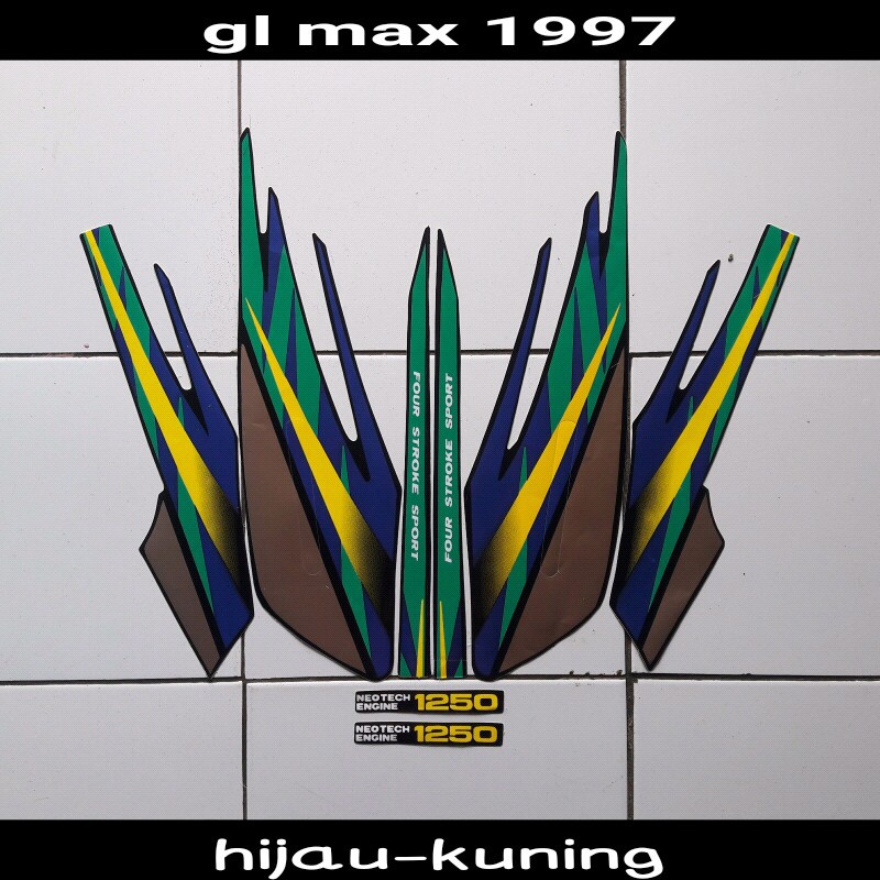 stiker motor gl max 1997 hijau-kuning